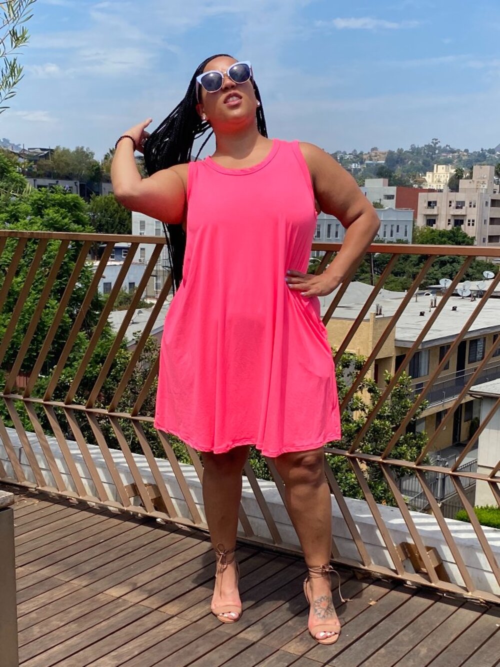 Plus Size Pink Neon Swing Dress